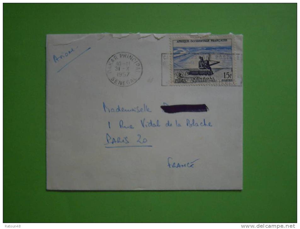 A.O.F.  - Lettre  Par Avion De 1957 - Lettres & Documents