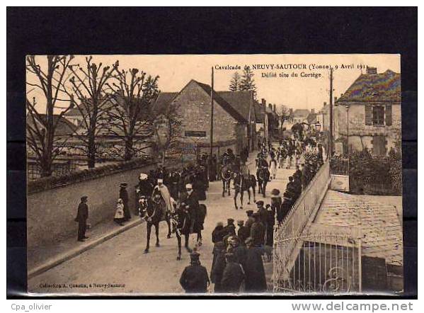 89 NEUVY SAUTOUR Cavalcade 09-04-1911, Défilé, Tete Du Cortège, Très Animée, Carnaval, Ed Quantin, 191? - Neuvy Sautour