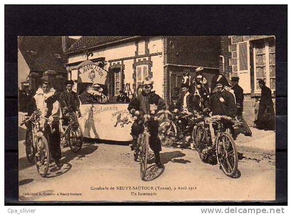 89 NEUVY SAUTOUR Cavalcade 09-04-1911, Intermède, Char Coq Altier, Vélo, Très Animée, Carnaval, Ed Quantin, 191? - Neuvy Sautour