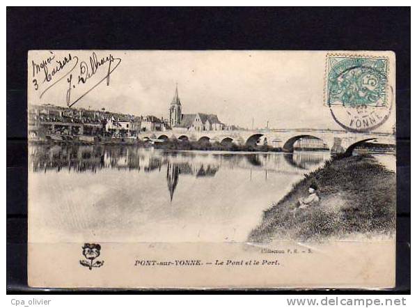 89 PONT SUR YONNE Vue Générale, Pont, Port, Ed PRS, 1905 - Pont Sur Yonne