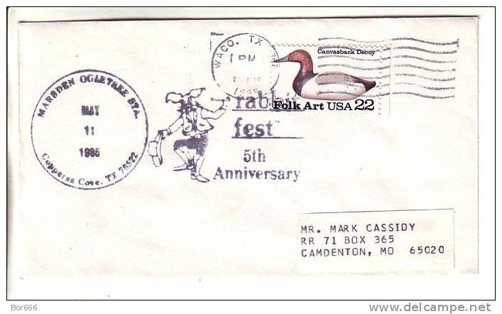 USA Special Cancel Cover 1985 - Rabbit Fest  - Copperas Cove - Sobres De Eventos