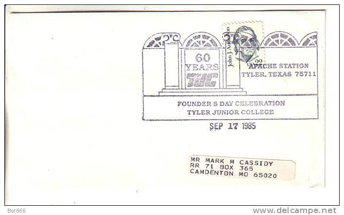 USA Special Cancel Cover 1985 - TUC 60 Years - Tyler - Schmuck-FDC