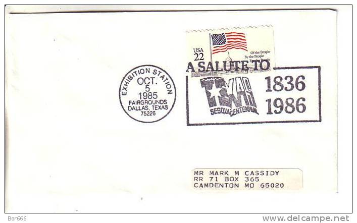USA Special Cancel Cover 1985 - Texas Sesqui Centennial - Dallas - Sobres De Eventos