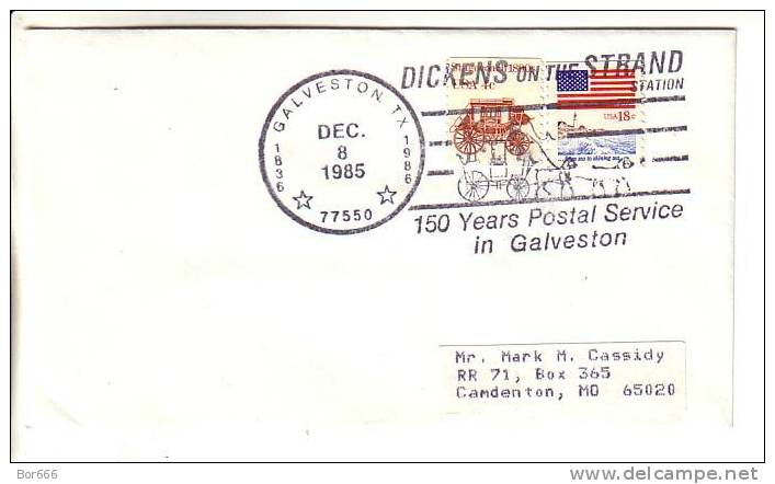 USA Special Cancel Cover 1985 - 150 Years Postal Service In Galveston - Sobres De Eventos