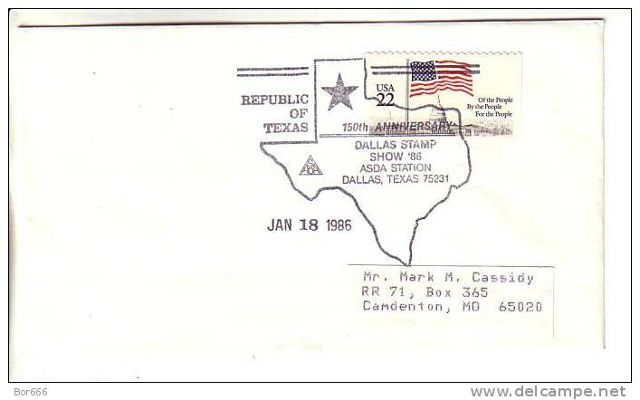 USA Special Cancel Cover 1986 - Dallas Stamp Show - Schmuck-FDC