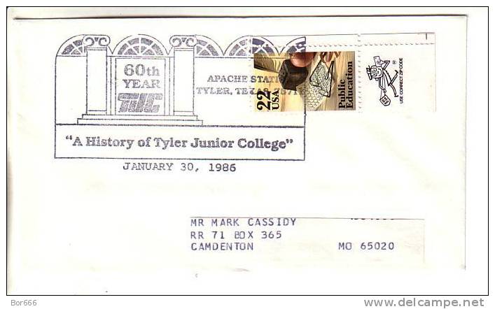 USA Special Cancel Cover 1986 - TUC 60 Years - Tyler - Sobres De Eventos