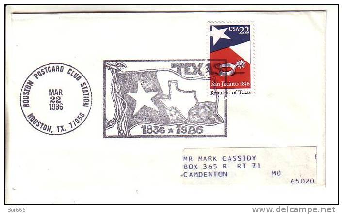 USA Special Cancel Cover 1986 - Huston Postcard Club / Texas - Schmuck-FDC