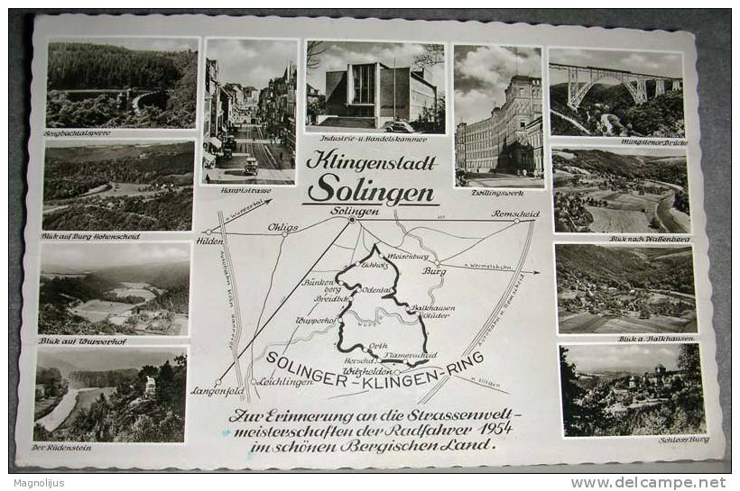 Germany,Solingen,Map,Topografy,Multipicture,postcard - Solingen