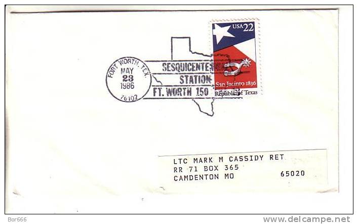 USA Special Cancel Cover 1986 - Fort Worth 150 - Sobres De Eventos