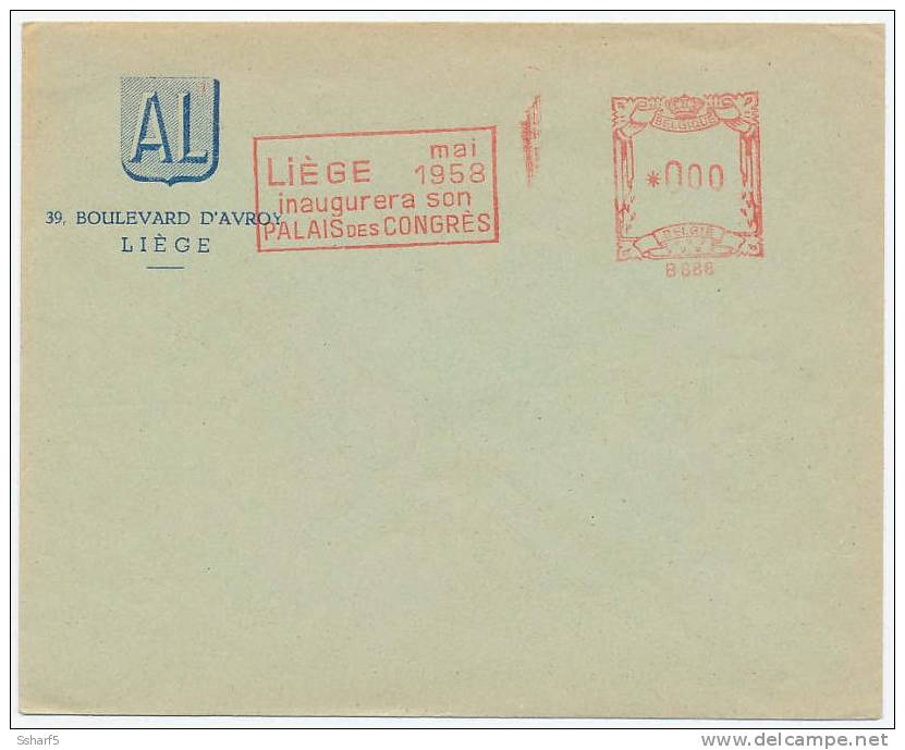 Lettre 1958 ESSAI: LIEGE Inaugurera Son Palais B 888 - Sonstige & Ohne Zuordnung