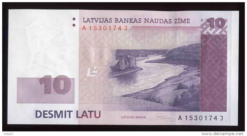 LATVIA - 2008 10 LATI / LATS River Bank Note - UNC - Latvia