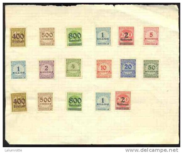 RDB.Ti. 0.13. 17 Timbres Non Oblitérés  Sur Une Feuille De Papier. Y&T.280-286-289-294-295-296-297-298-300-302 - Briefe U. Dokumente