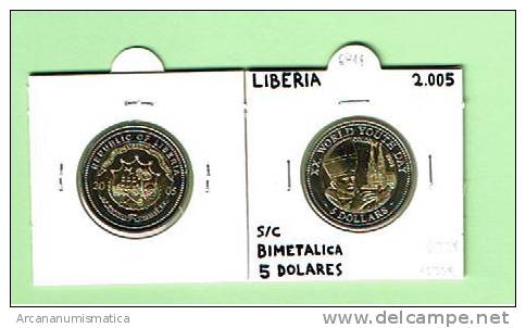 LIBERIA  5 $ DOLARES  2.005  BIMETALICA  SC/UNC  "XX WORLD YOUTH DAY-COLOGNE"  DL-6421 - Liberia