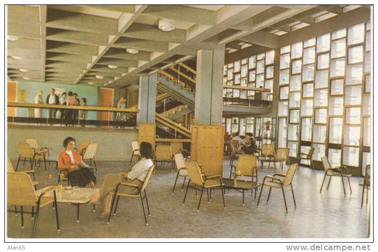 Beersheba Israel, Main Hall Shever Community Center, 1950s/60s Decor On Vintage Postcard - Israel