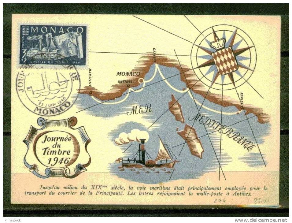 MONACO Journée Du Timbre 1946 Sur Carte - Otros & Sin Clasificación