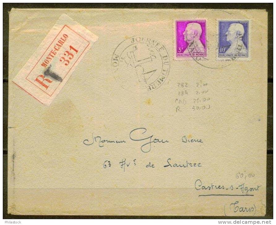 MONAC0  N° 282 & 284 Obl. S/Lettre Entiére Recommandée - Postmarks