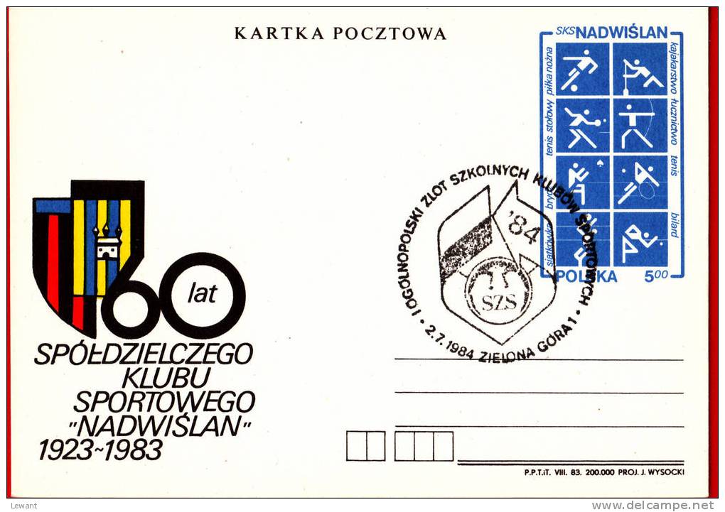 SC Poland Postcard Special Cancellation - Emblem Of Sport - Stamped Stationery