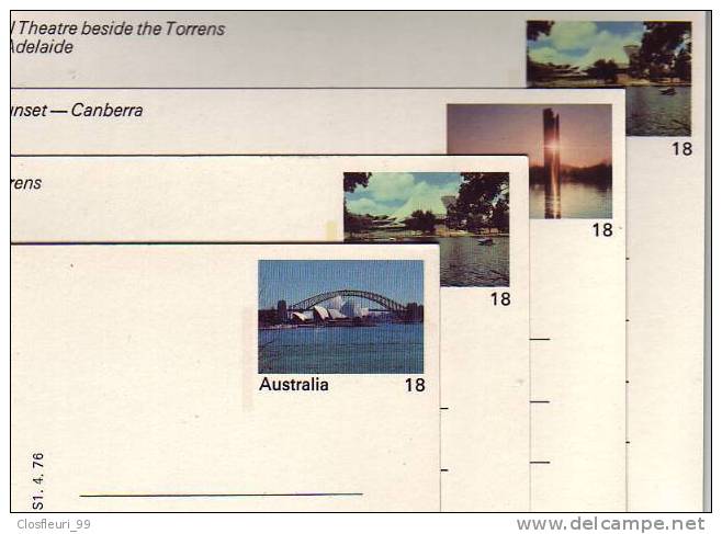 Cinq (5) Entiers Postaux / Australia Post A1.1.76;  C1.2.76; S1.4.76;, Neufs - Postwaardestukken