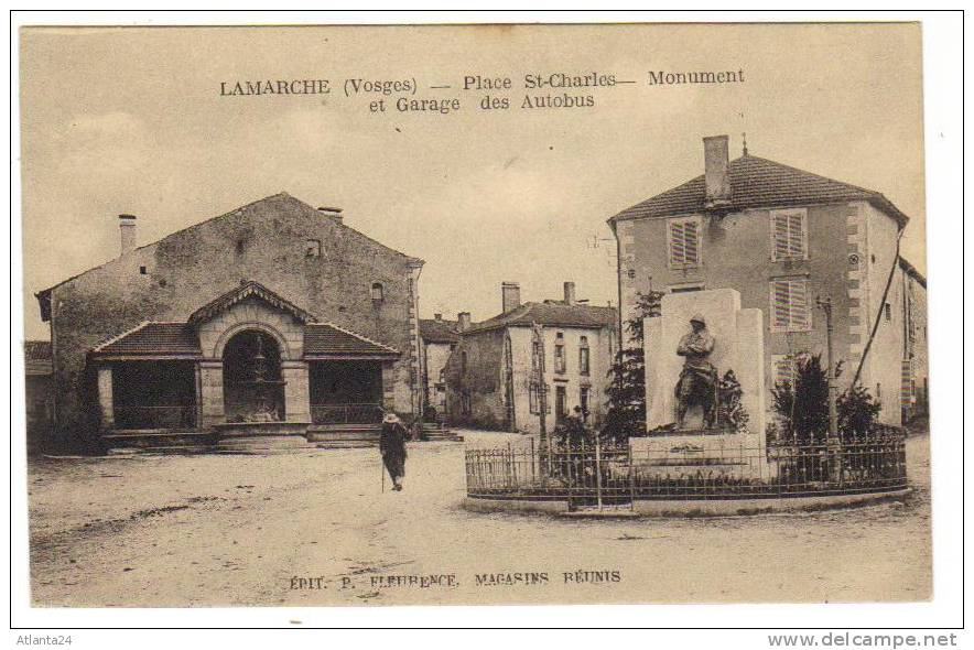 LAMARCHE - PLACE SAINT CHARLES - MONUMENT ET GARAGE DES AUTOBUS       (D88) - Lamarche