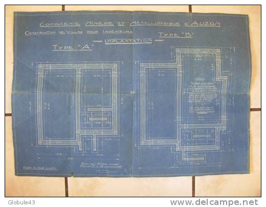 COMPAGNIE MINIERE ET METALLURGIQUE D'AUZON    Plan Des Villas Des Ingénieurs 1927 - Europa