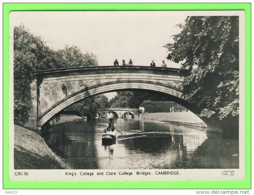 CAMBRIDGE, ENGLAND - KING´S COLLEGE AND CLARE COLLEGE BRIDGE - ANIMATED - TRAVEL IN 1955 - FRITH LTD - - Cambridge