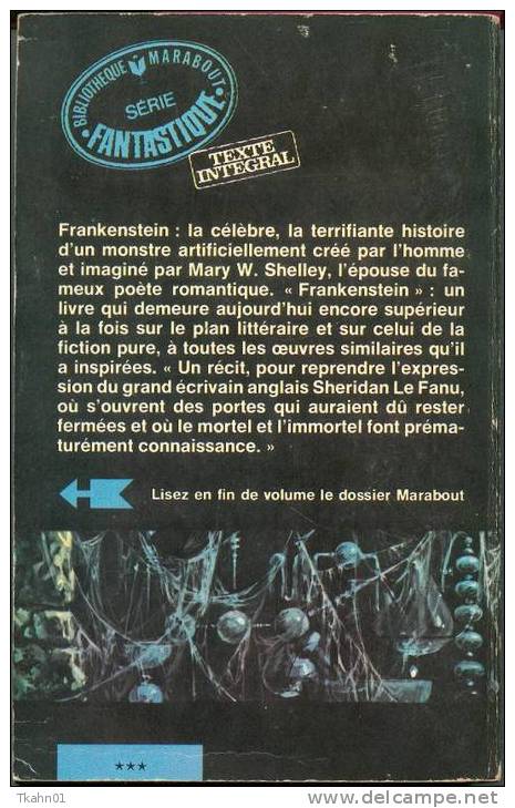 MARABOUT  FANTASTIQUE  N° 203 " FRANKENSTEIN  " MARY-W-SHELLEY  DE 1971 AVEC 380 PAGES - Marabout SF