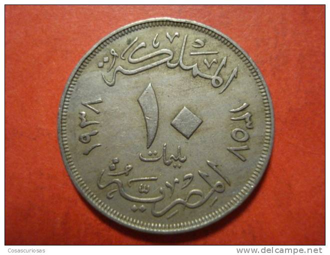 1472   EGYPT EGYPTE EGIPTO   10  MILLIEME      AÑO / YEAR  1938 VF - Egypte
