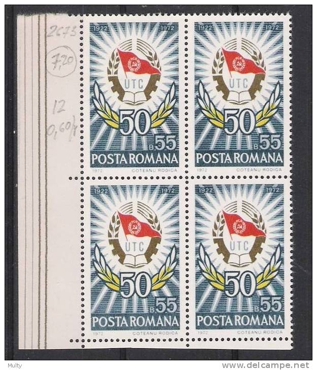 Roemenie Y/T 2673 (**) In Blok Van 4. - Unused Stamps