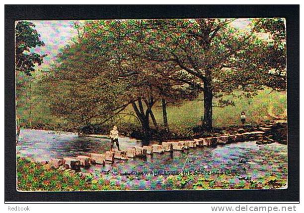 1924 Postcard Children & Stepping Stones At Ambleside Lake District Cumbria - Ref 203 - Ambleside