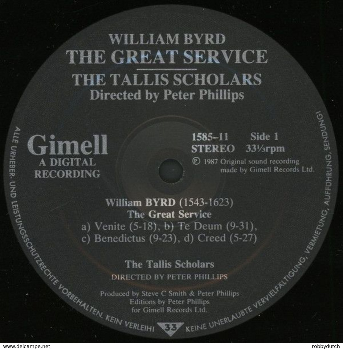 * LP * WILLIAM BYRD: THE GREAT SERVICE - THE TALLIS SCHOLARS (U.K. 1987 Digital Ex-!!!) - Gospel En Religie