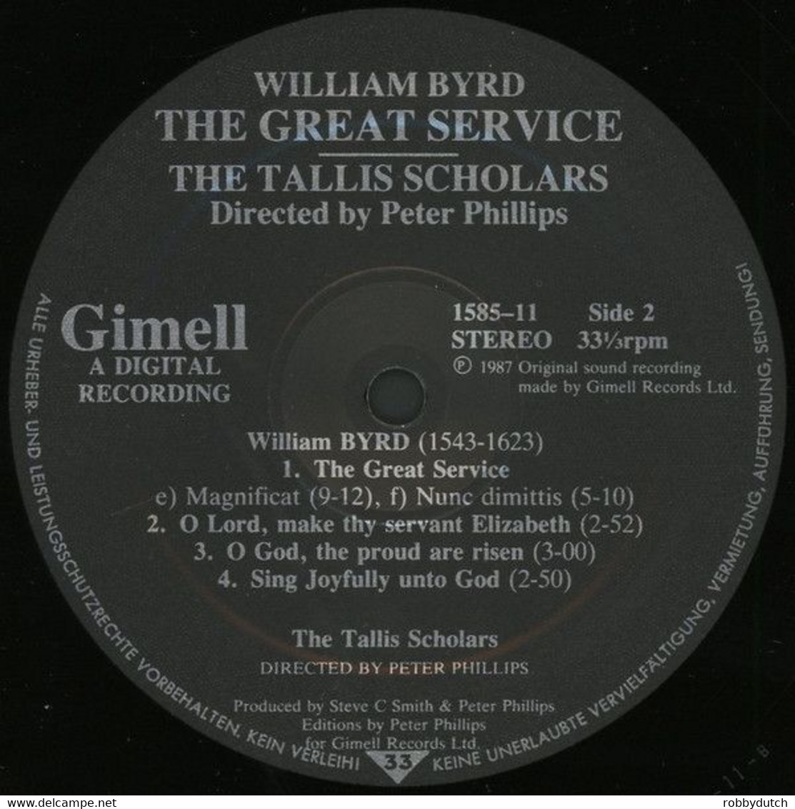 * LP * WILLIAM BYRD: THE GREAT SERVICE - THE TALLIS SCHOLARS (U.K. 1987 Digital Ex-!!!) - Gospel & Religiöser Gesang