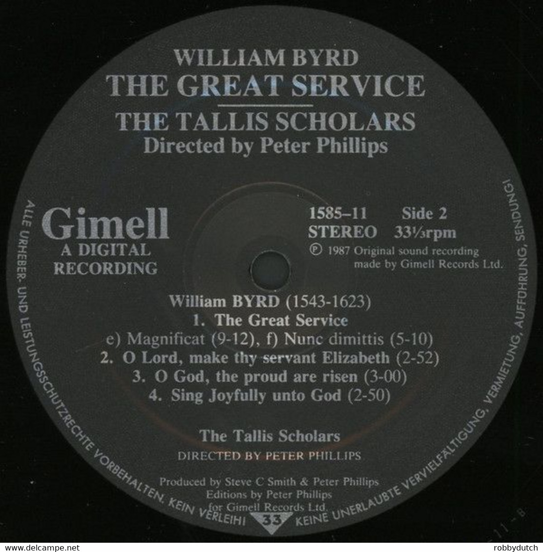 * LP * WILLIAM BYRD: THE GREAT SERVICE - THE TALLIS SCHOLARS (U.K. 1987 Digital Ex-!!!) - Religion & Gospel