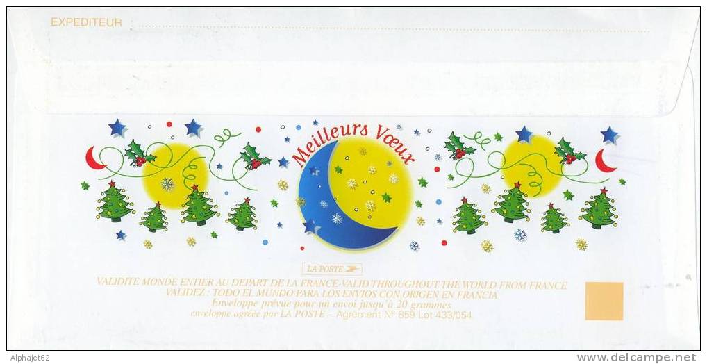 Lune, Bougie, Houx, Cloche, Sapin - PAP - Meilleurs Voeux - Anno Nuovo