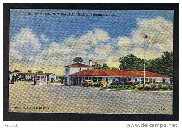 Early Postcard Main Gate U.S. Naval Air Station Jacksonville Florida USA - Ref 205 - Jacksonville