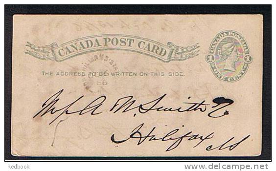 1896 Postal Stationery Card Port Williams Station To Halifax Backstamped Kentville Canada - Ref 205 - 1860-1899 Victoria