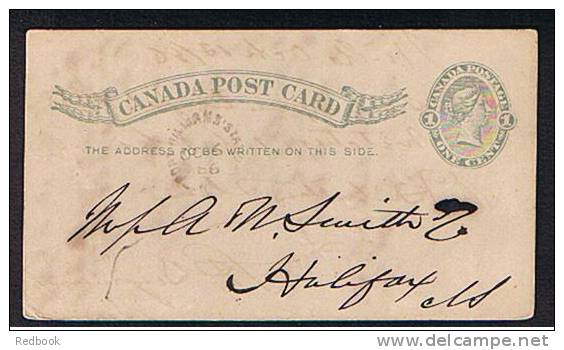 1896 Postal Stationery Card Port Williams Station To Halifax Backstamped Kentville Canada - Ref 205 - 1860-1899 Regno Di Victoria