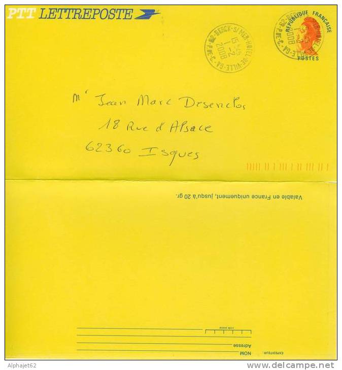 Liberté - FRANCE - LETTREPOSTE Entier Postal Expérimental Dans Département Isère - N° 2484-CP E - 1984 - Kartenbriefe