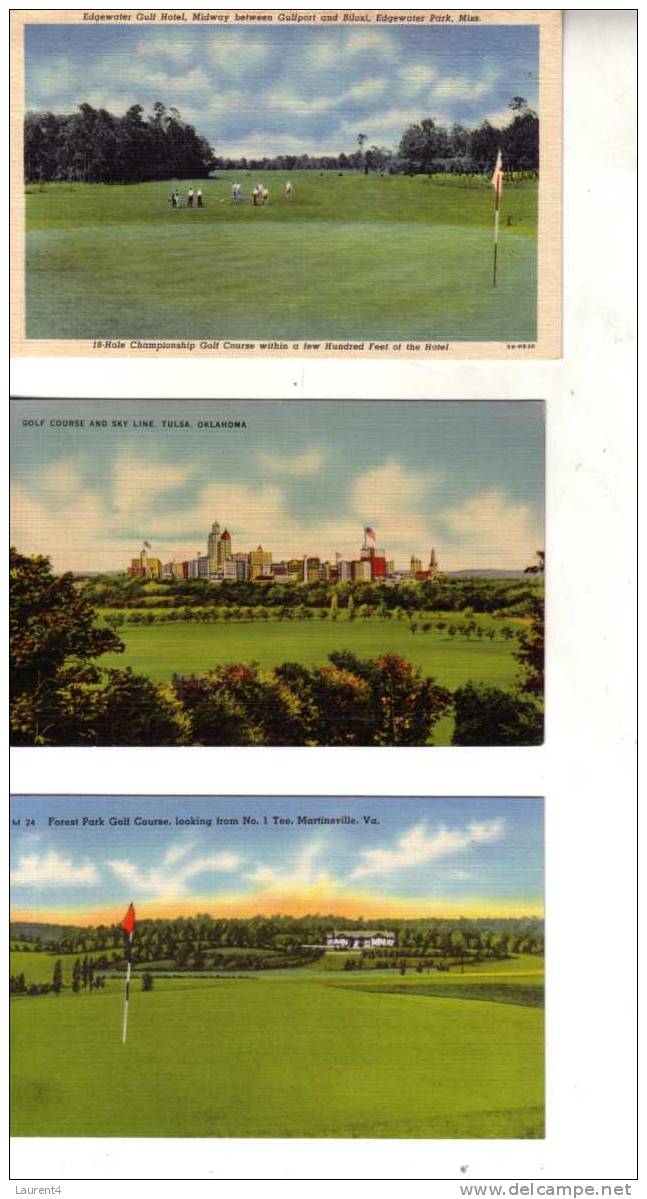 3 Carte Postale De Terrain De Golf  - 3 Vintage Golf Postcards - Golf