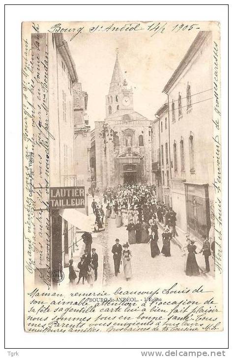 Bourg Saint Andéol  La Sortie De Messe à BOURG SAINT ANDEOL + Magasin De Tailleur LAUTIER 1905 - Bourg-Saint-Andéol