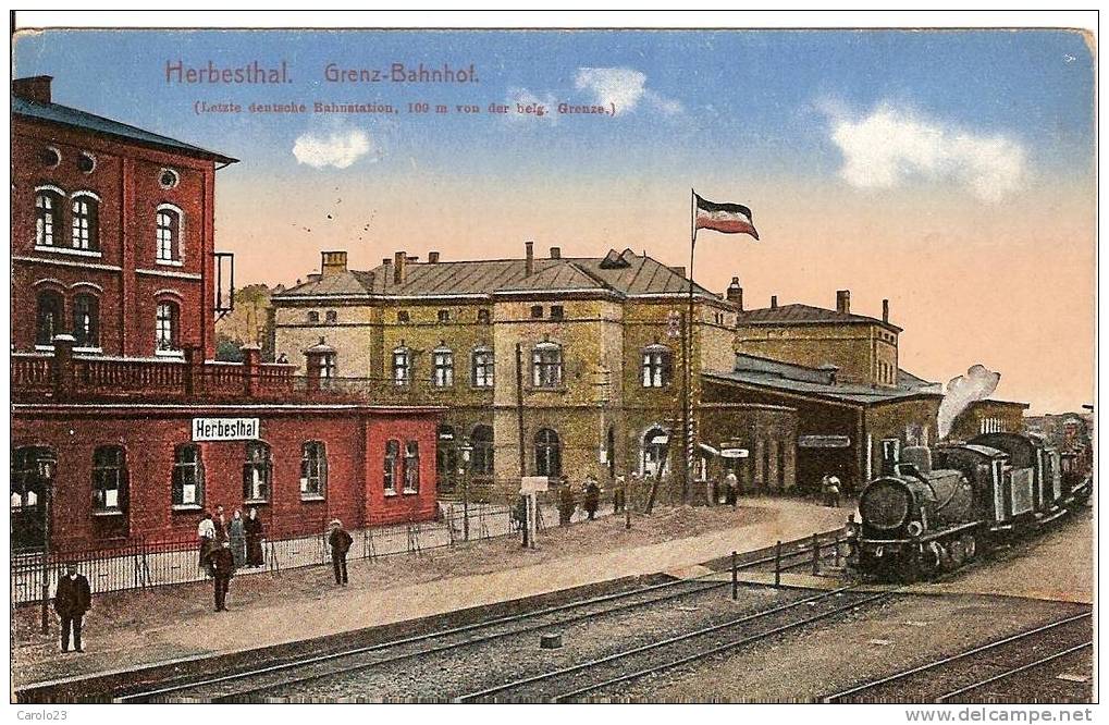 HERBESTHAL :    GRENZ -  BAHNHOF       -   AVEC  LOCOMOTIVE   ET  WAGONS - Welkenraedt