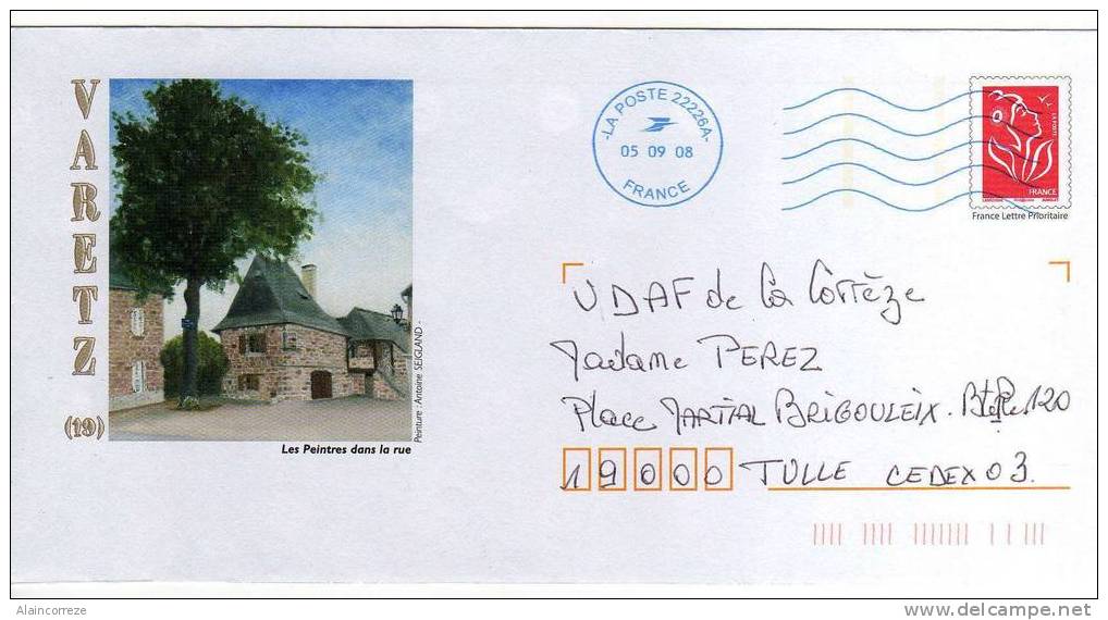 Entier Postal PAP Local Personnalisé Corrèze Varetz Les Peintres Dans La Rue - PAP:  Varia (1995-...)