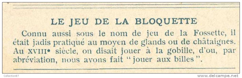 CARTE PUBLICITAIRE - BELLE JARDINIERE à PARIS - SPORT Et JEUX  LA BLOQUETTE - BILLE - VOIR DOS PUBLICITE & REGLE Du JEU - Other & Unclassified