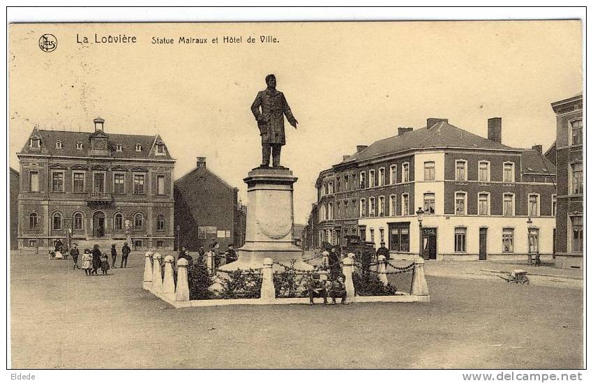 La Louviere Statue Malraux Et Hotel De Ville Nels Voyagé 1923 - La Louvière