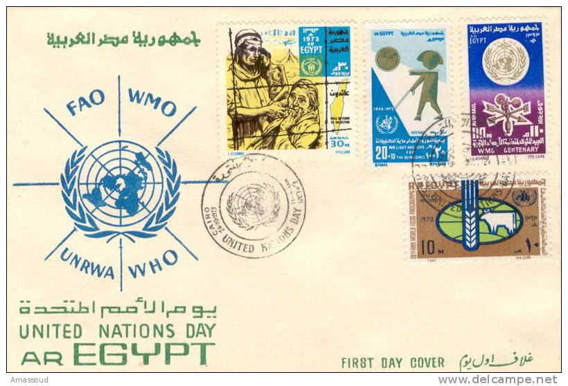 Egypt UN Anniversary Palestine Refugees WHO World Meteorological World Food Program 1973 - Other & Unclassified