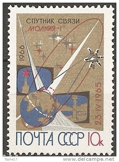 T - Russie - 1966 - Y&T 3087 Satellite Molnya En Orbite Neuf ** - Europe