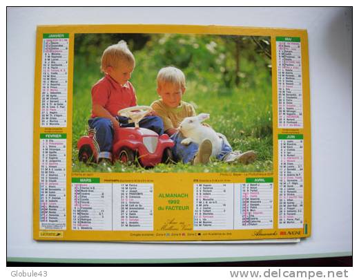 ALMANACH DU FACTEUR LA POSTE 1992 ENFANTS ET LAPIN - Andere & Zonder Classificatie