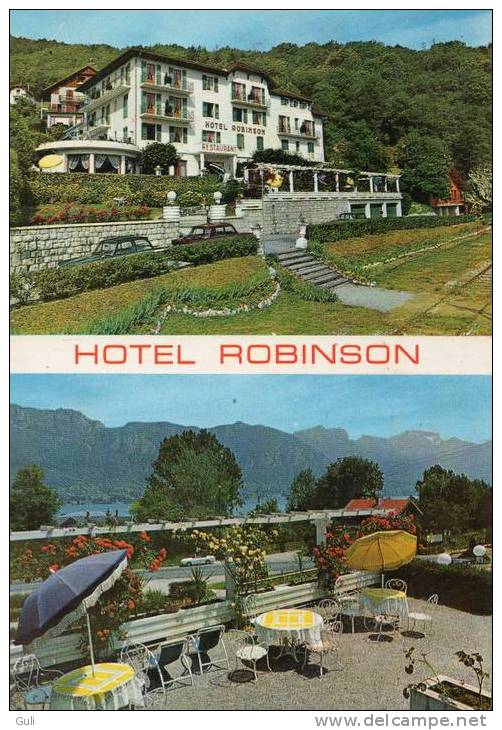 SEVRIER- Haute Savoie-HOTEL ROBINSON-RESTAURANT-vue D´ensemble D´une Terrasse Vue Sur Le Lac Et La Tournette * PRIX FIXE - Seynod