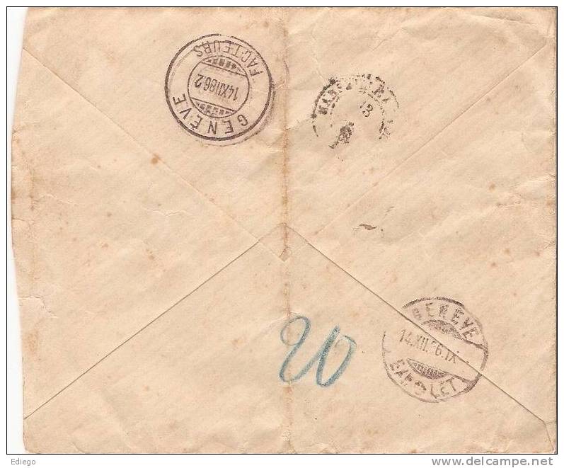 Belle Lettre 1886 Recommandé 704 Avec Timbres Y&T 15cts + Y&T 5cts - 1876-1898 Sage (Type II)