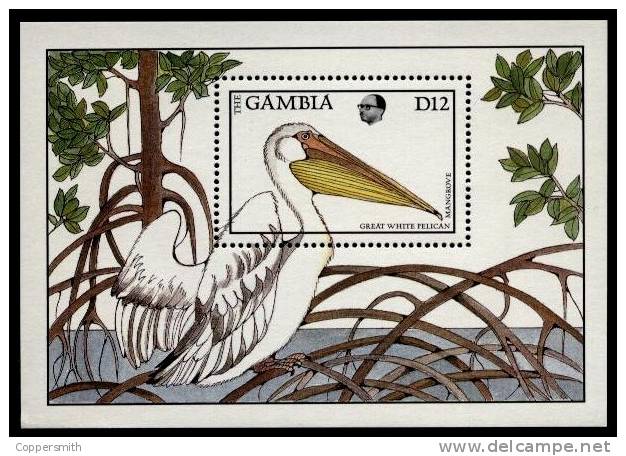 (002) Gambia / Gambie Birds Sheet / Bf / Bloc Oiseaux / Vögel / Vogels / Pelikan ** / Mnh  Michel BL 44 - Gambia (1965-...)
