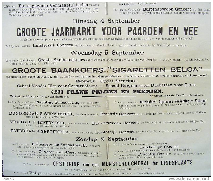 Affiche "Gemeente Wetteren, Kermis Van 1928" - Sammlungen